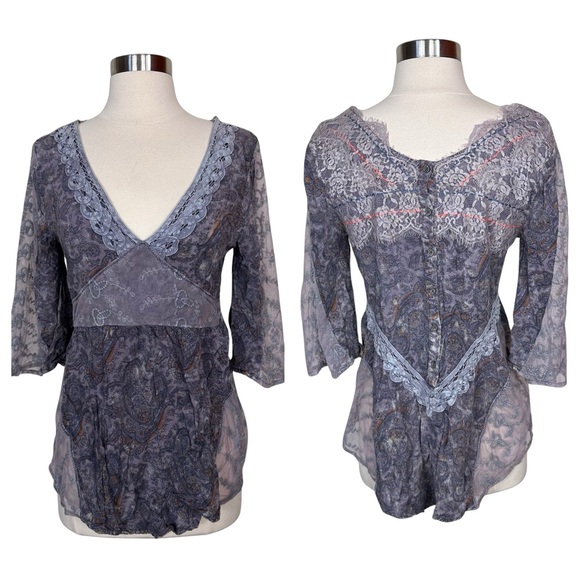 Top Gimmicks By BKE Femme Taille M - Velours, Dos Transparent, Boutonnage, Neuf étiqueté